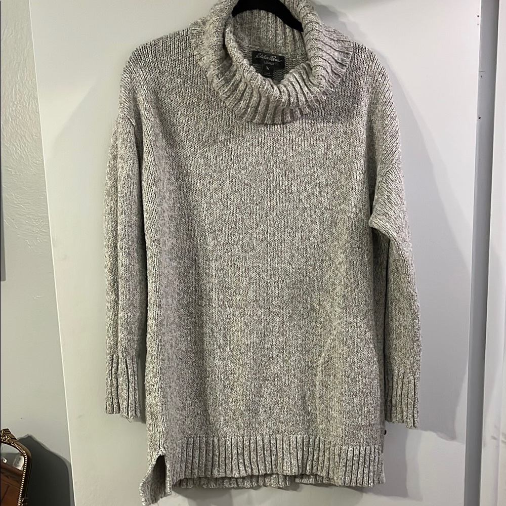 Eddie Bauer Gray Cowl Neck Sweater L